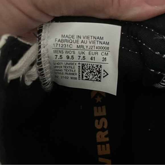 Converse Unisex UNT1TL3D Script Print White w/Blk Classic Hi-Tops sz M 7.5 W 9.5 - Picture 12 of 16